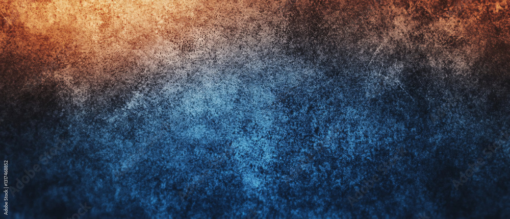 Obraz premium A textured abstract background blending deep blue and warm orange tones creating a rough yet visually striking artistic effect with a grunge-like appearance