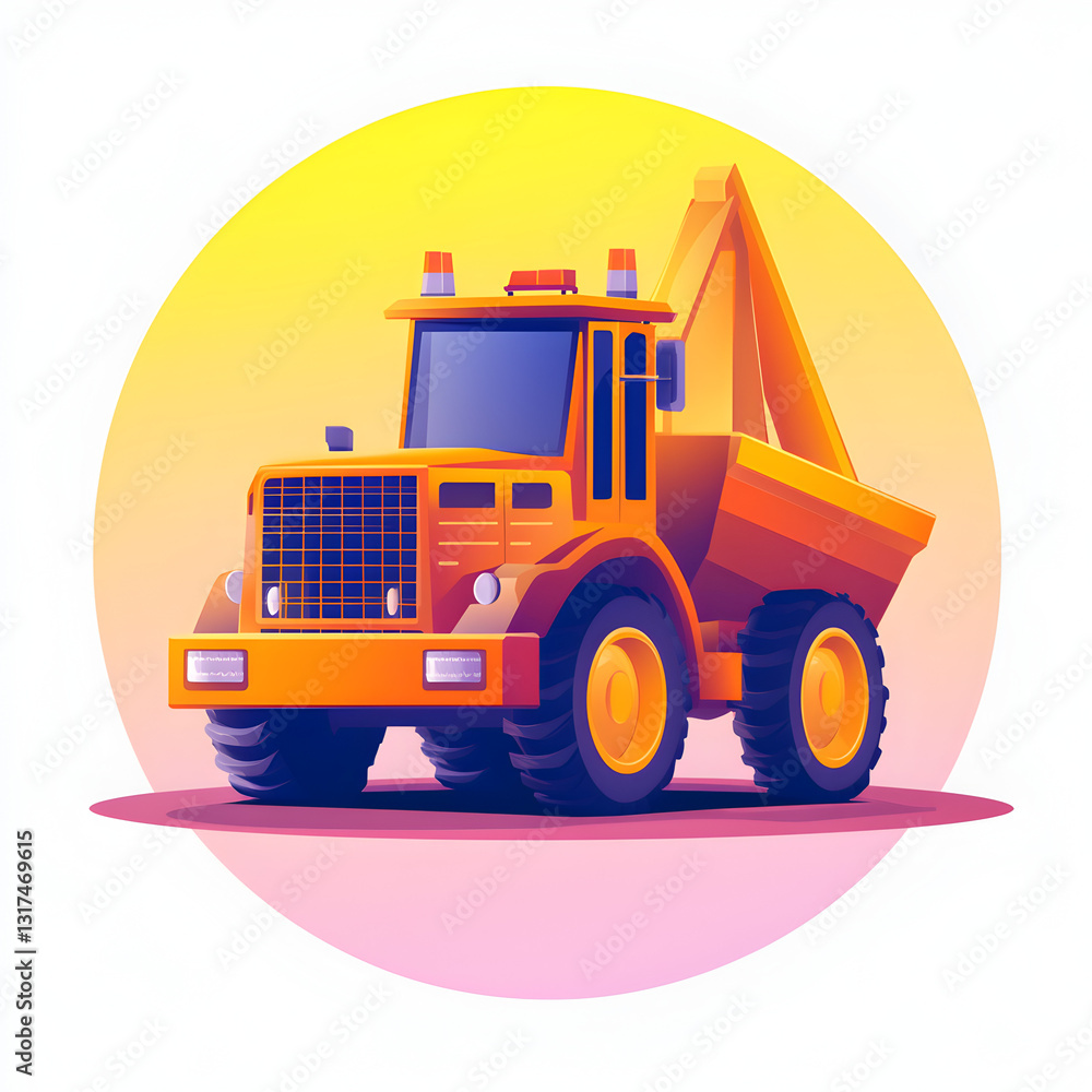 Fototapeta premium Orange Dump Truck Construction Vehicle Heavy Machinery