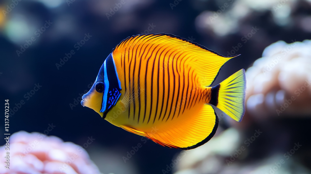 Naklejka premium Exotic tropical aquarium fish different colors