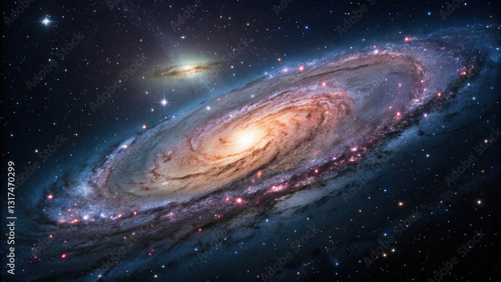 Fototapeta premium mesmerizing view of galaxy with spiral arms and bright stars