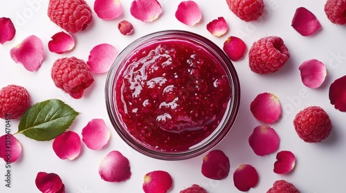 Raspberry jam culinary bliss white background