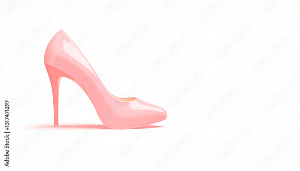 Naklejka premium Pink high heel shoe on white background
