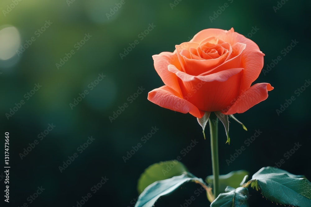 Close-Up of a Glowing Enchanted Rose Softly Illuminated in a Serene Natural Setting Close-Up of a Glowing Enchanted Rose Softly Illuminated in a Serene Natural Setting