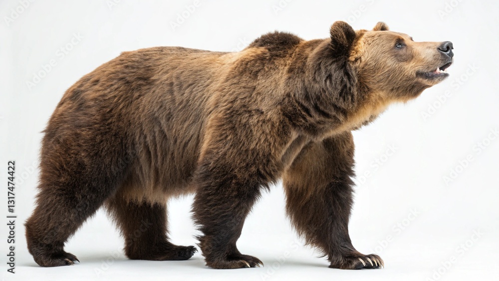 Fototapeta premium brown bear in full view on white studio background
