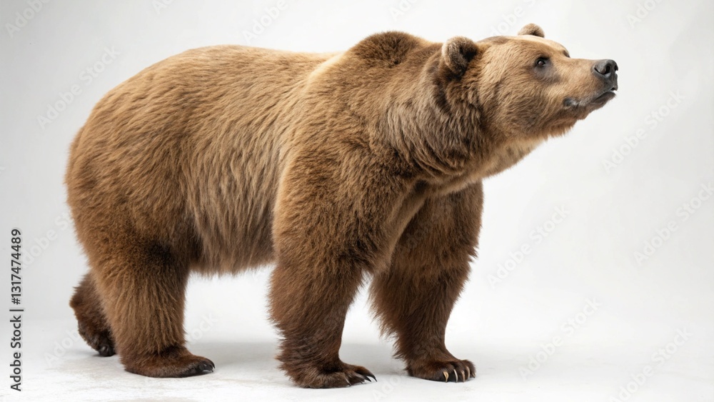 Obraz premium brown bear in full view on white studio background