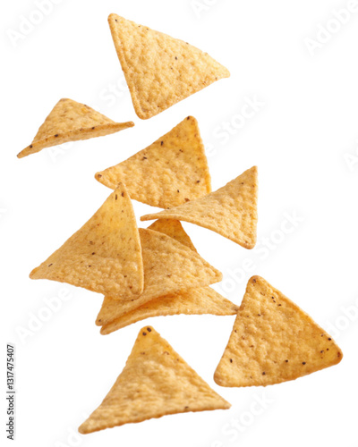tortilla chips falling isolated