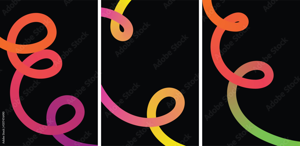 Naklejka premium Vector Wavy Rainbow Pattern with Ribbons.