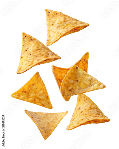 tortilla chips falling isolated