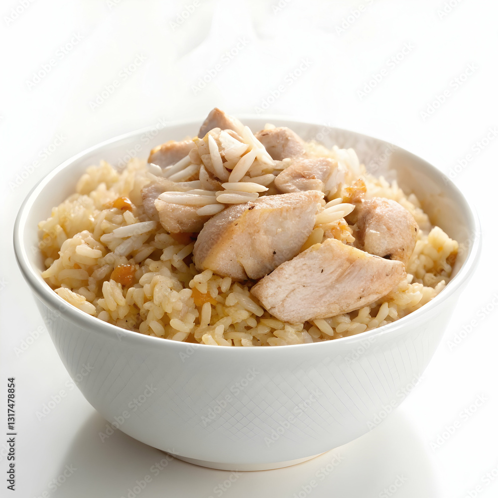 Steamed Rice with Fried Chicken or Hainanese Chicken Rice - Asian food style Steamed Rice with Fried Chicken or Hainanese Chicken Rice - Asian food style