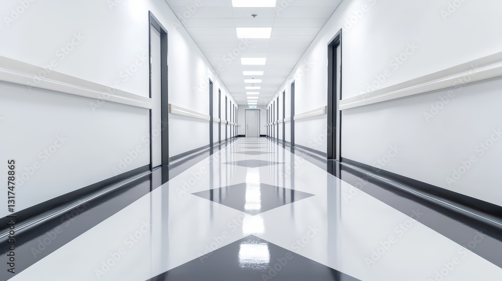 Modern Hospital Hallway Featuring Clean and Minimalist Design for Healthcare Environments Modern Hospital Hallway Featuring Clean and Minimalist Design for Healthcare Environments