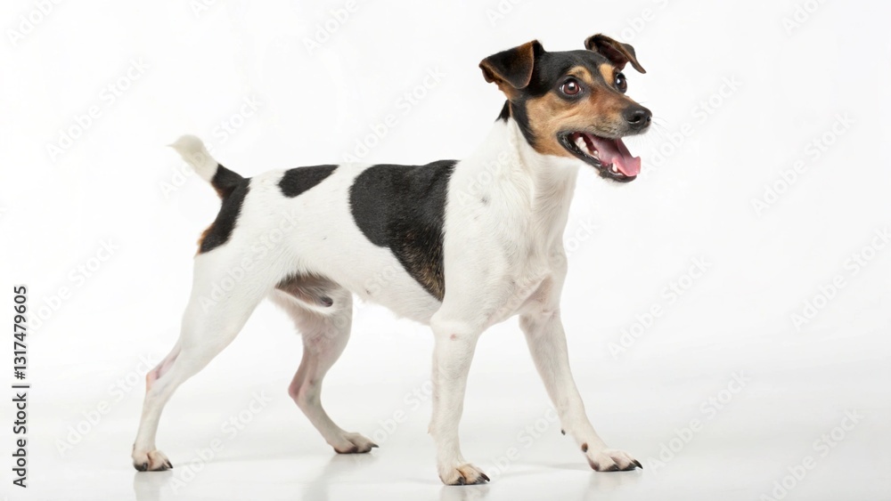 Brazilian Terrier in full view on white studio background Brazilian Terrier in full view on white studio background