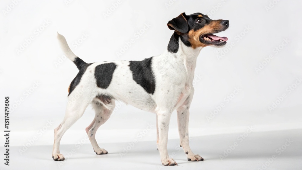 Brazilian Terrier in full view on white studio background Brazilian Terrier in full view on white studio background