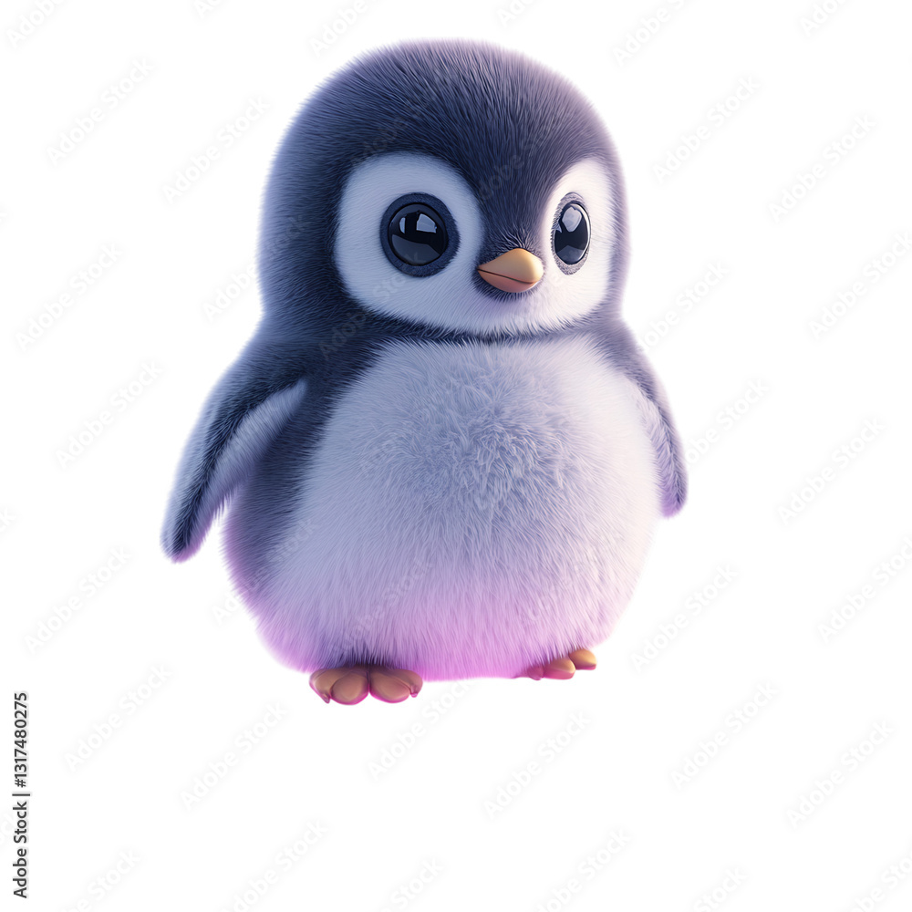 Fluffy 3D Penguin Waddling Isolated on Transparent Background Fluffy 3D Penguin Waddling Isolated on Transparent Background