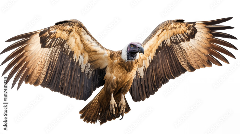 Obraz premium Striking vulture perched with wings partially spread isolated on a transparent background