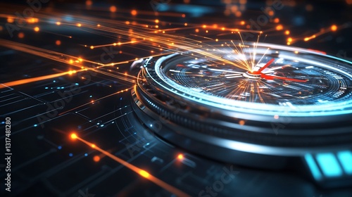 Wallpaper Mural Response time depicted glowing streaking beams of light connecting distant points a futuristic stopwatch Torontodigital.ca