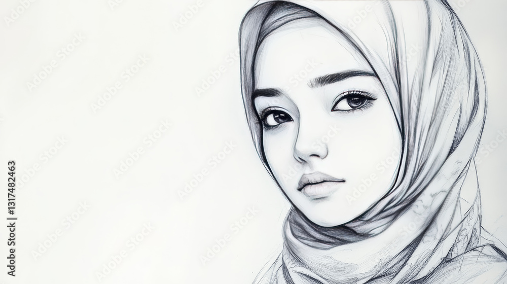 Fototapeta premium Arabic woman adult character Asia nationality islamic girl face in hijab vector illustration