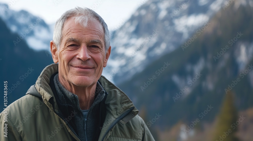 Portrait of a Senior Man in Mountainous Landscape Portrait of a Senior Man in Mountainous Landscape