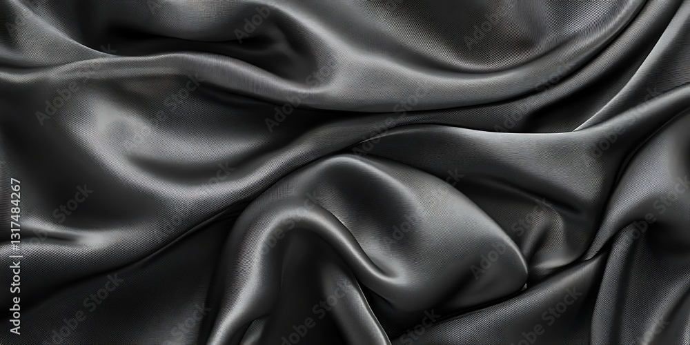 Fototapeta premium Dark fabric, elegant folds, smooth texture