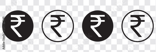 rupee icon set, rupee coin icon set, Vector symbols of rupee money coins, money, coin, 3 set of rupee coin icon, black, white, gold, white background, vector.