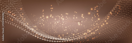 Abstract gold brown wave Geometrical Background Connection wave structure.  Connecting dots and lines.Big data visualization and Business.Premium background design with mocha mousse sound wave.Vector