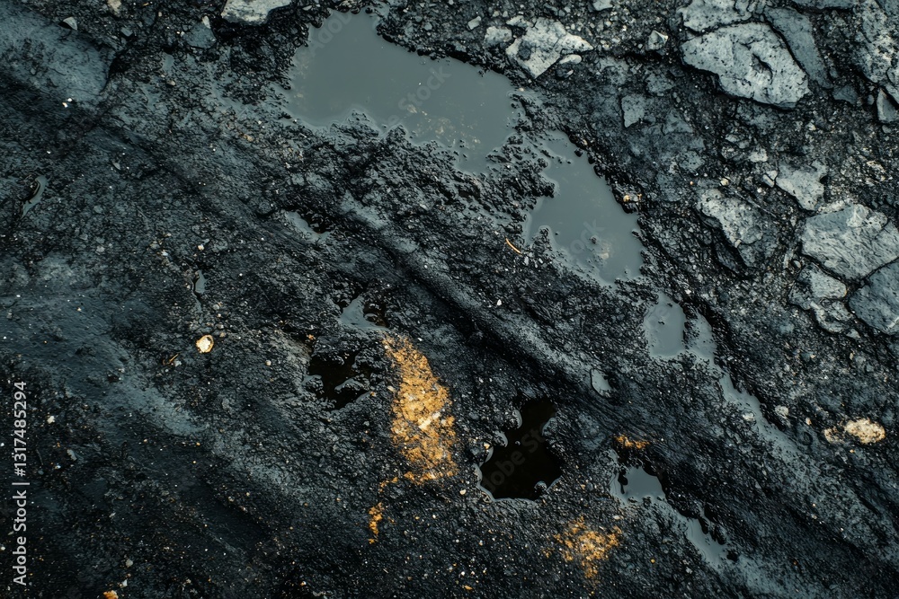 Dark textured asphalt surface with weathered patterns. Neural network AI generated Dark textured asphalt surface with weathered patterns. Neural network AI generated