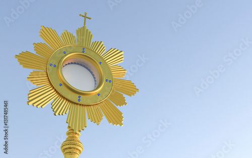 Jesus Christ in the monstrance present in the Sacrament of the Eucharist - 3D illustration
