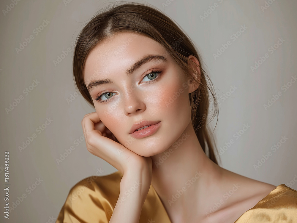 skincare routine, specifically using a golden mud mask. The focus is on the lower part of the face, with the mask applied to the chin area. skincare routine, specifically using a golden mud mask. The focus is on the lower part of the face, with the mask applied to the chin area.