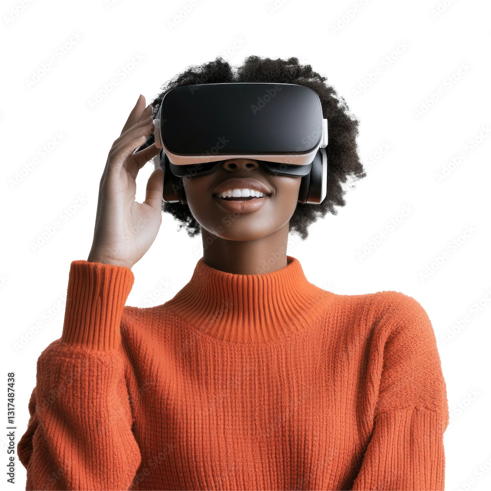 Woman using VR headset Woman using VR headset