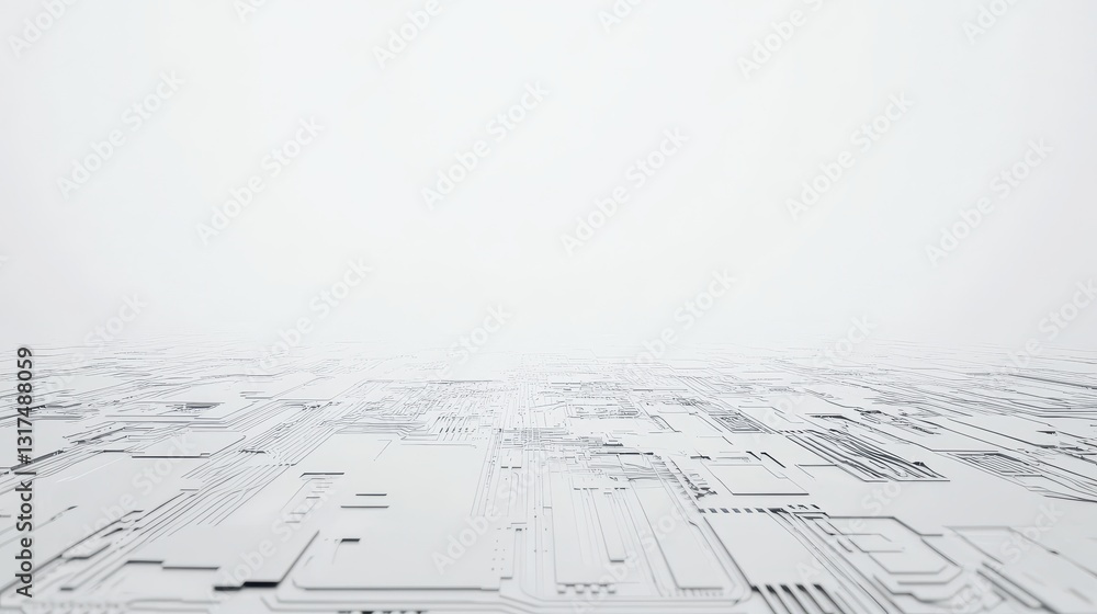Abstract Close-Up of Circuit Board Patterns on White Background Abstract Close-Up of Circuit Board Patterns on White Background