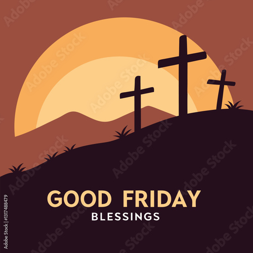 Good Friday Religious Cross vector illustration design