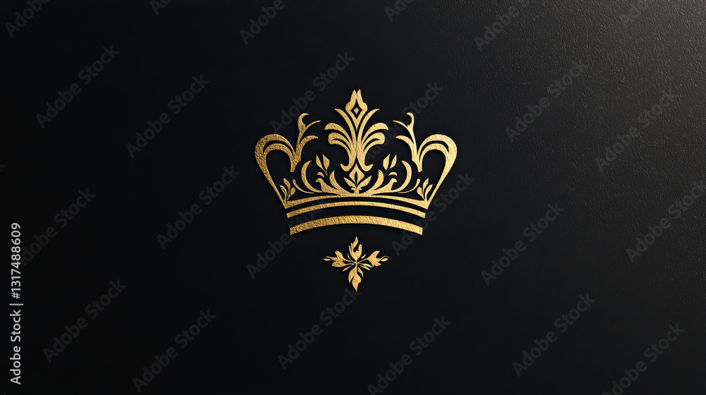 Obraz premium Crown king vintage premium golden yellow badge heraldic ornament icon tiara logo and luxury emblem kingdom princess baroque vector illustration.