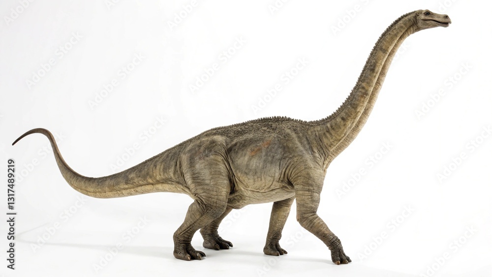 Fototapeta premium brontosaurus in full view on white studio background