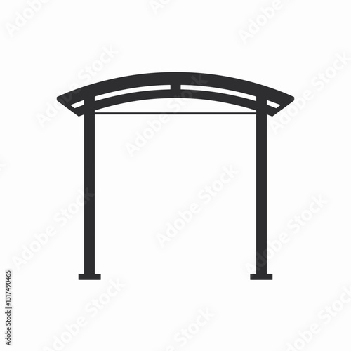 Minimalist bus stop sign design with clear roof, urban transportation