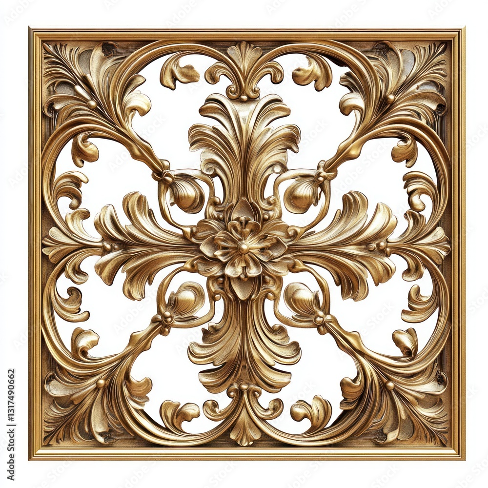 Ornate gold square frame with floral design. Ornate gold square frame with floral design.