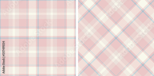 Pastel Vivid Pale Pink Seamless Tartan Fabric Design