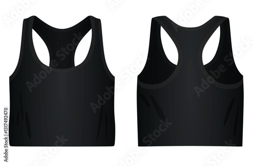 Black women crop top. vector illustration