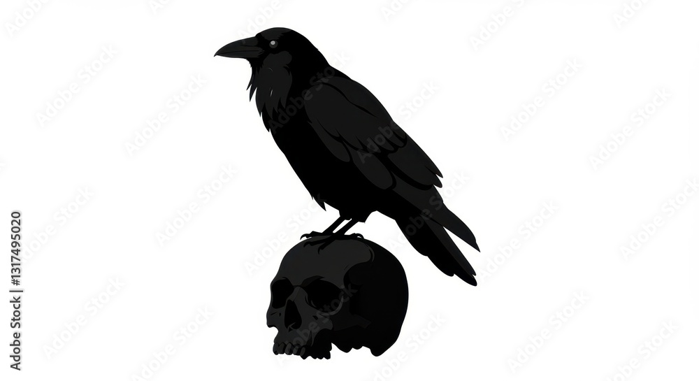 Obraz premium Raven on Skull Gothic Icon