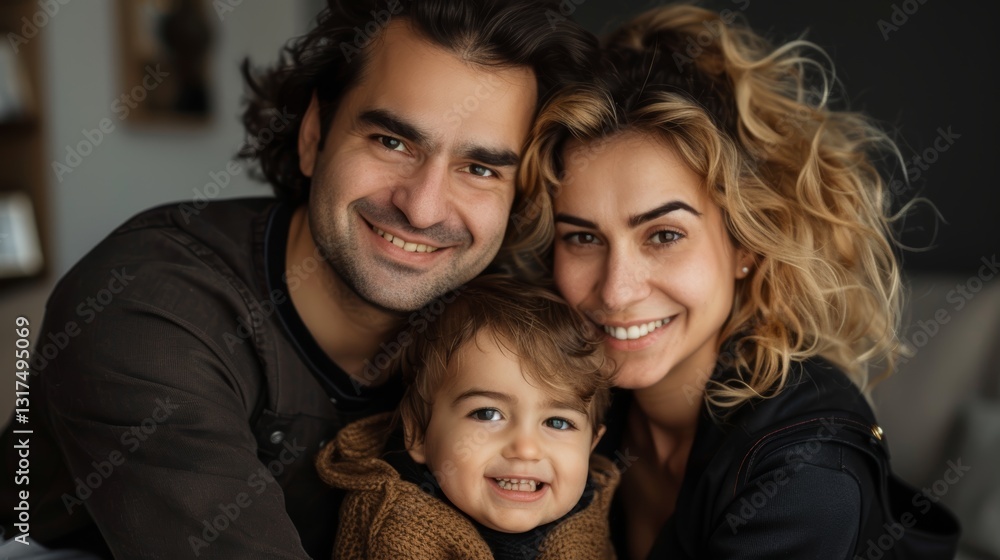 A Happy Family of Three: A Portrait of Love and Joy A Happy Family of Three: A Portrait of Love and Joy