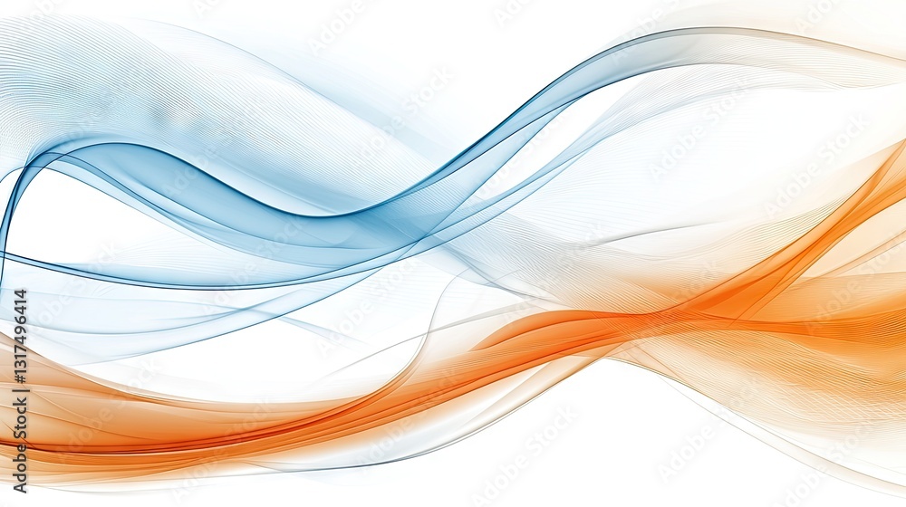 Abstract blue orange wave design, flowing lines, white background, website banner Abstract blue orange wave design, flowing lines, white background, website banner