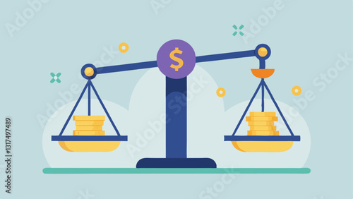 Scales of Justice with Streaming Payments A set of scales tipping heavily to one side with a small stack of coins labeled streaming revenue and a large pile of money labeled