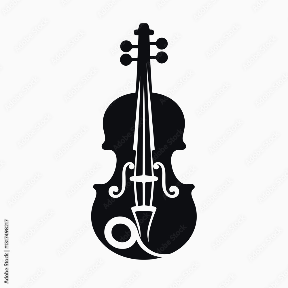 Fototapeta premium very simple flat and minimalist Violin Strings silhouette in black on a white background