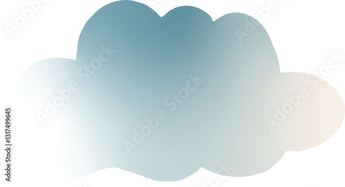A stylized cloud-shaped mirror with a soft metallic sheen, reflecting light in a subtle gradient of blue and silver tones. The edges are slightly outlined, giving it a delicate yet modern aesthetic. T