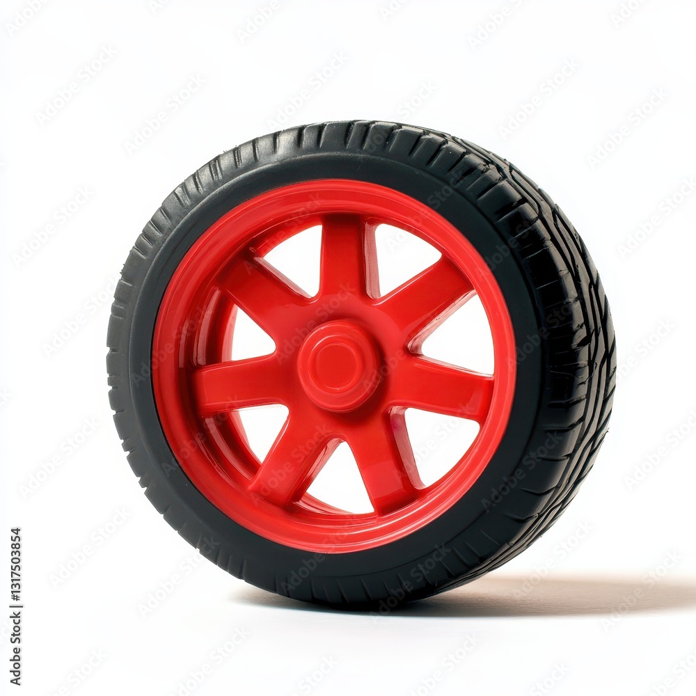 Toy car wheel isolated on white background product photography studio environment Toy car wheel isolated on white background product photography studio environment