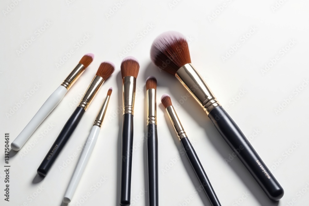 Beauty makeup brushes arranged in artistic layout Beauty makeup brushes arranged in artistic layout