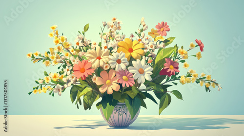 Beautiful flower bouquet design decoration nature design floral flower drawing leaf blossom botanical spring woman gift illustration