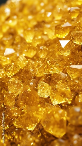 Golden Treasure: A cascade of lustrous yellow gems each reflecting light like a tiny sun evokes opulence and splendor A dazzling display of crystallized brilliance