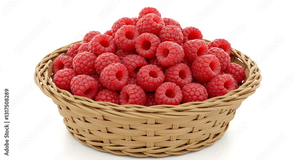 raspberries in a basket top view isolated on white raspberries in a basket top view isolated on white