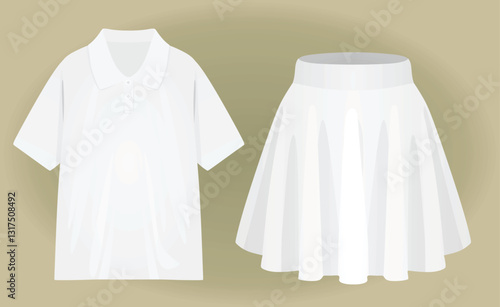 Women polo t shirt and mini skirt. vector illustration
