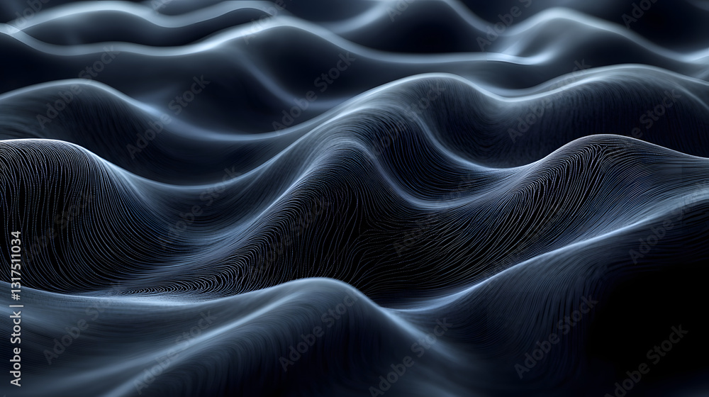 Obraz premium Abstract Waves Texture: A mesmerizing close-up of undulating, dark gray waves creating a sense of depth and texture