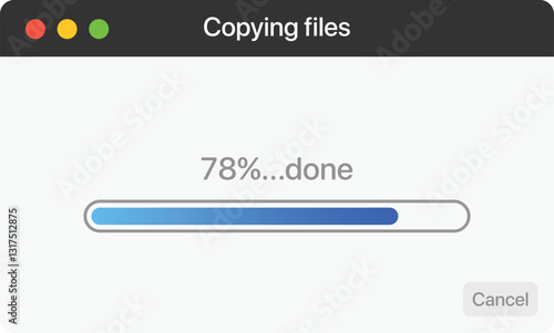 Progress bar, Copying files template. Vector illustration
